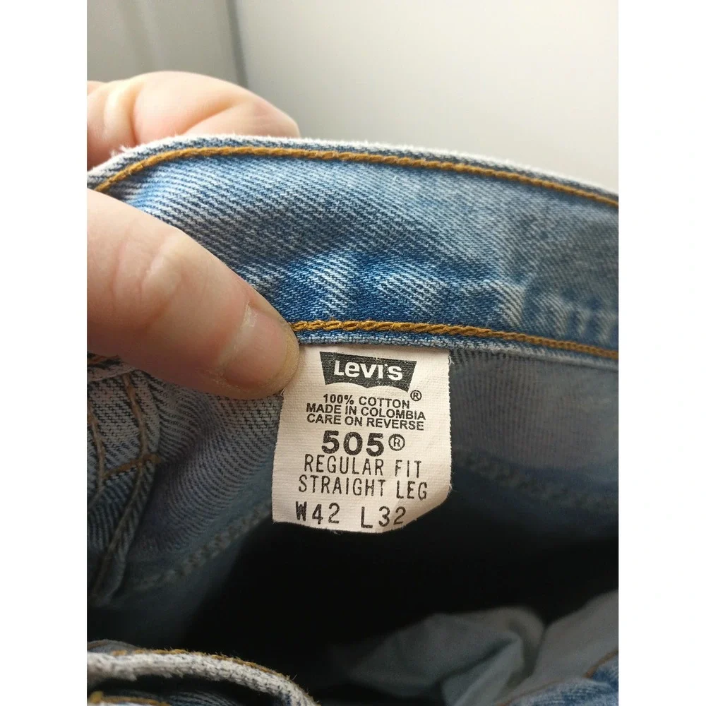 Levi's 505 Regular Fit Straight Leg Jeans‎ Mens 42x32 Light Wash Vintage 2000s